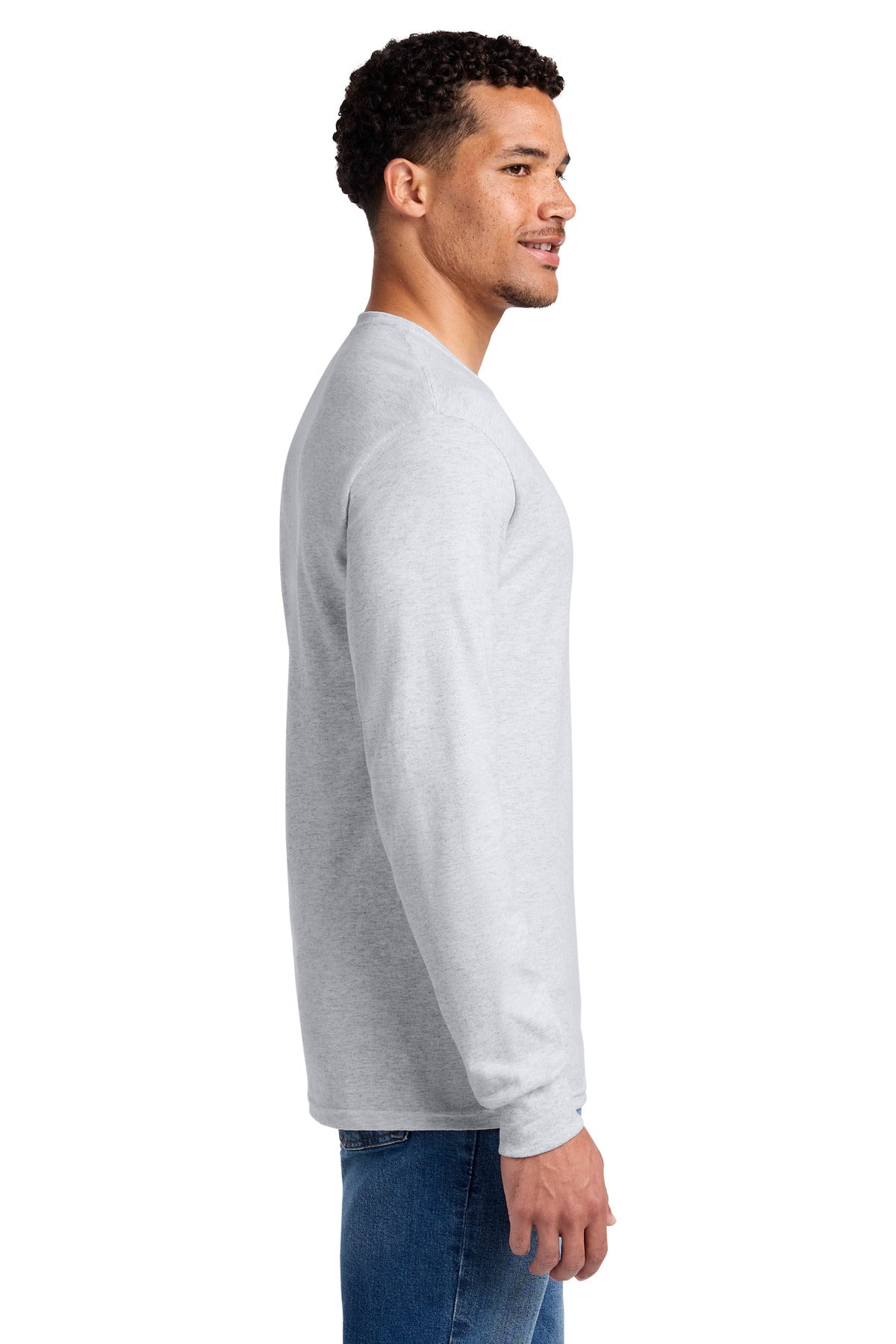 Right View of Ash Jerzees - Dri-Power 50/50 Cotton/Poly Long Sleeve T-Shirt. 29LS plain
