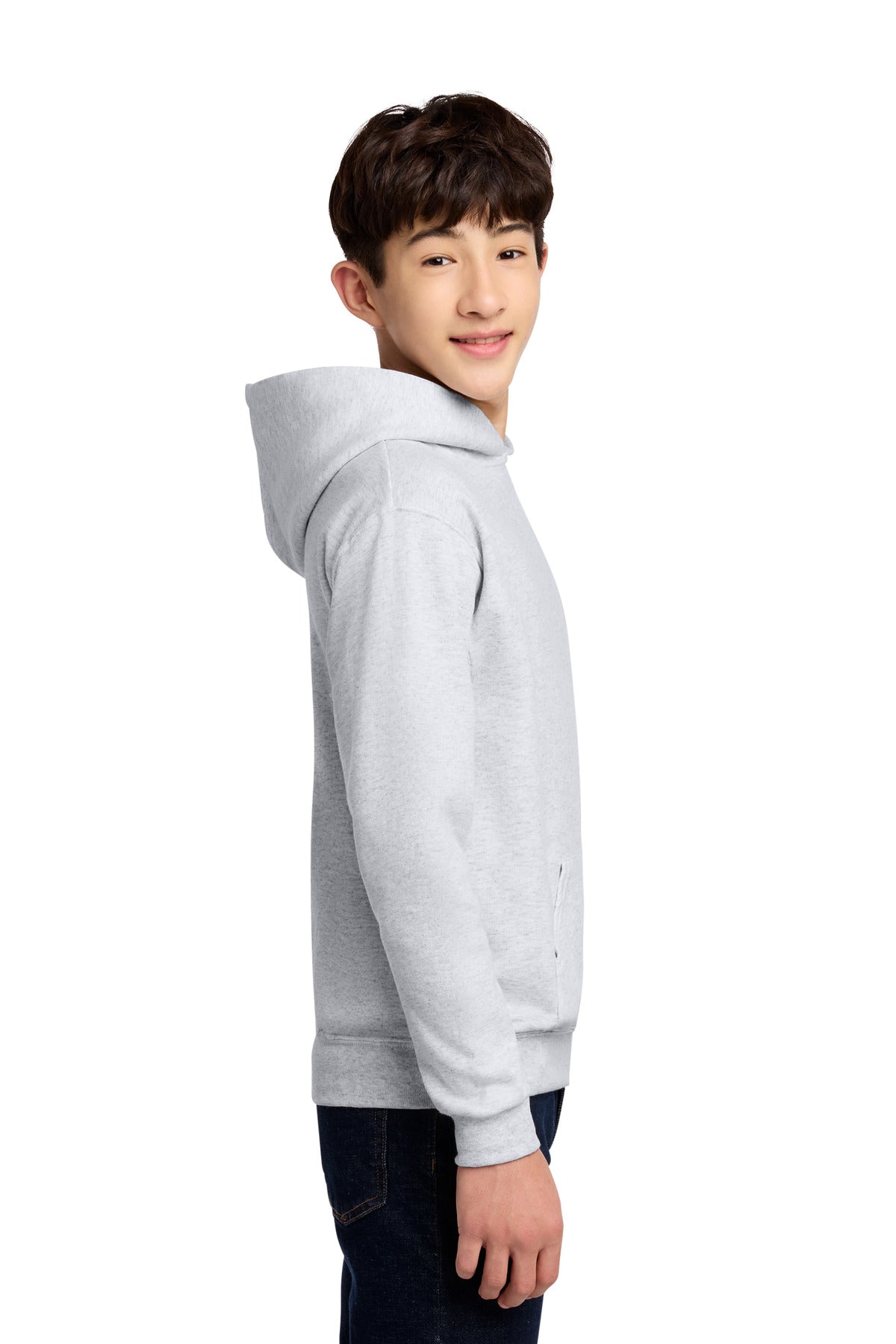 Right View of Ash Jerzees - Youth NuBlend Pullover Hooded Sweatshirt. 996Y plain