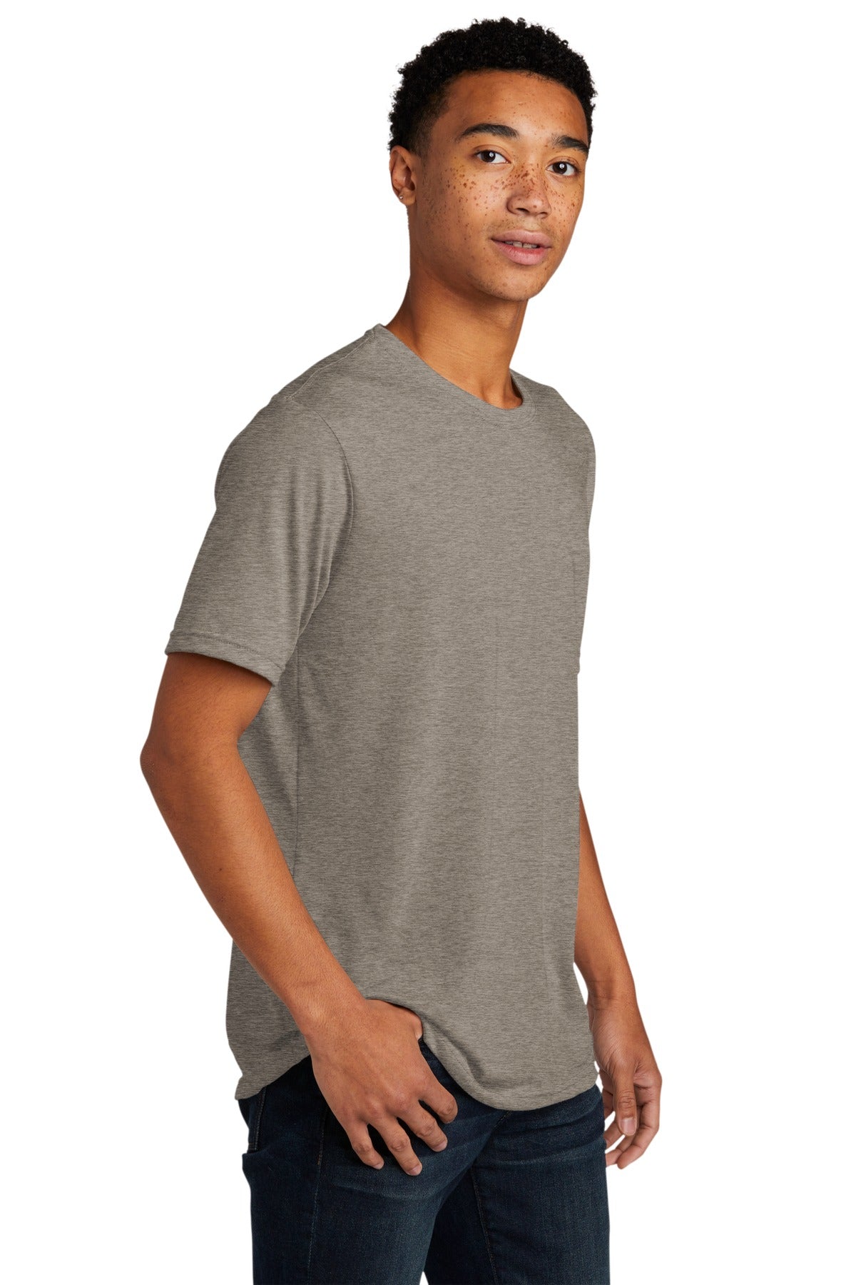 Right View of Ash Next Level Apparel Adult Poly/Cotton Tee. NL6200 plain