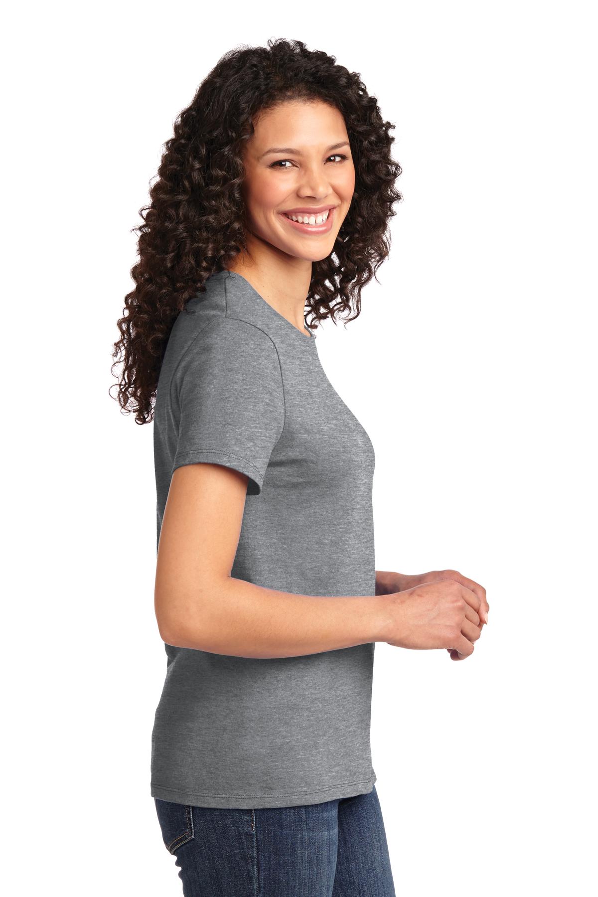 Right View of Ath Heather Port & Co Women's Essential Tee. LPC61 plain