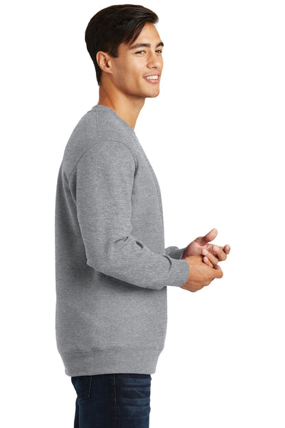 Right View of Athl Heather Port & Co Fan Favorite Fleece Crewneck Sweatshirt. PC850 plain