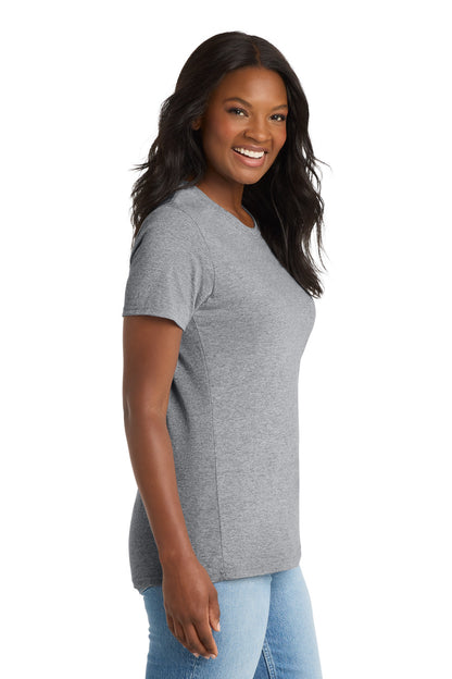 Right View of Athletic Hthr Port & Co Women's Core Blend Tee. LPC55 plain