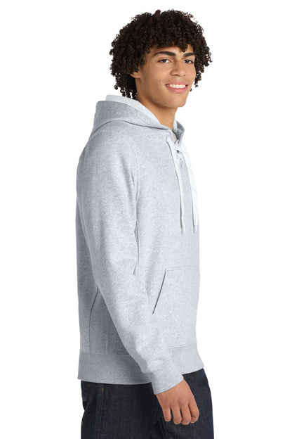 Right View of Athletic Hthr Sport-Tek Lace Up Pullover Hooded Sweatshirt. ST271 plain