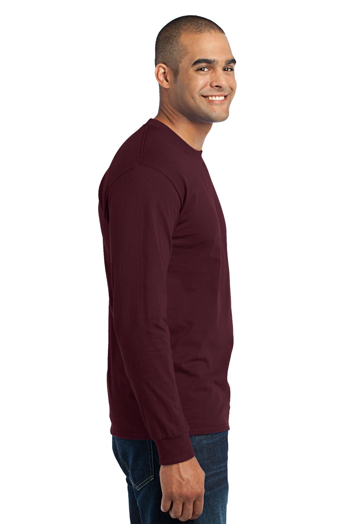 Right View of Athletic Marn Port & Co Tall Long Sleeve Core Blend Tee. PC55LST plain