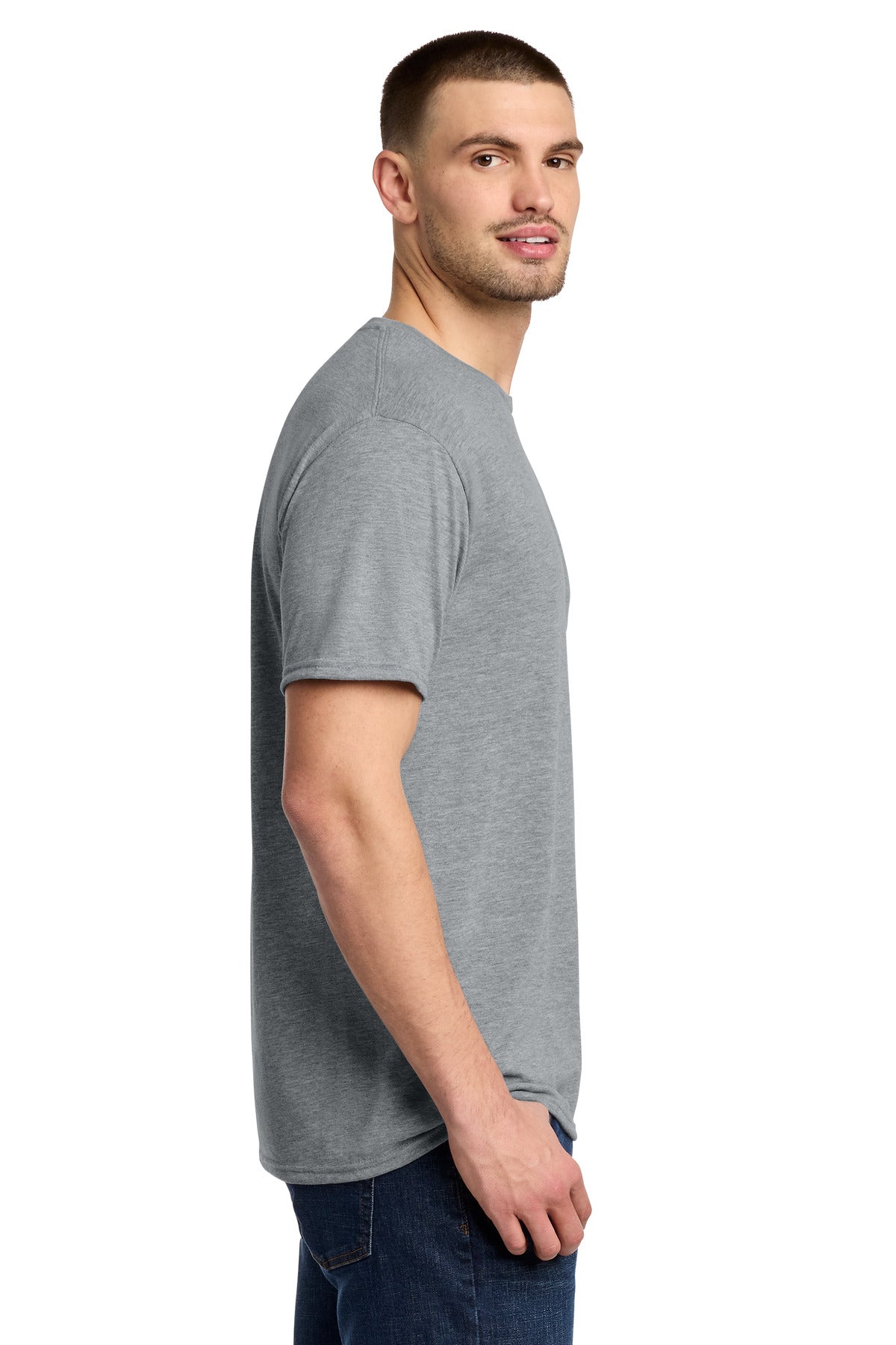 Right View of AthlHthr Jerzees Dri-Power 100% Polyester T-Shirt. 21M plain