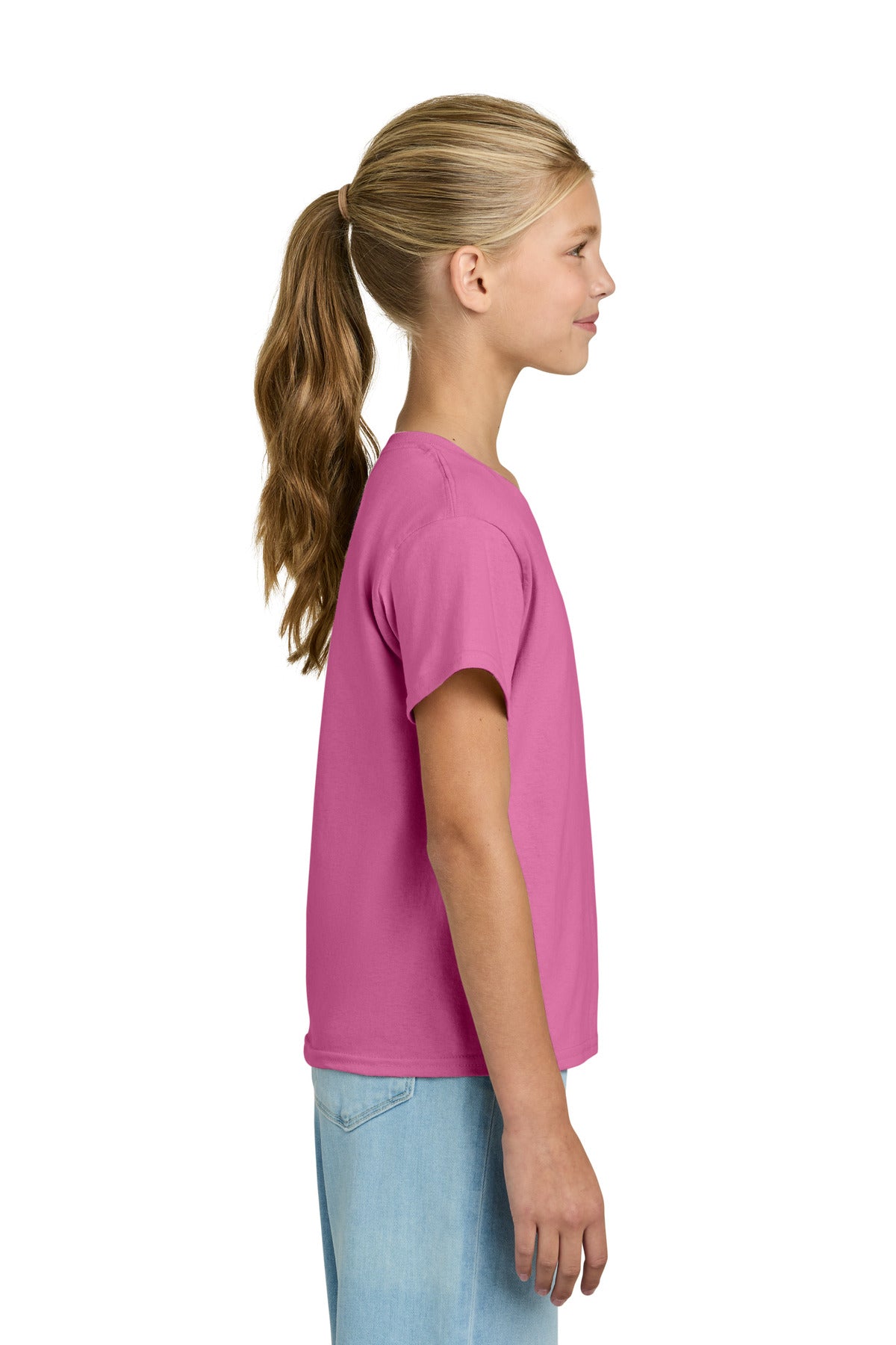 Right View of Azalea Gildan Youth Light Cotton Tee 3000B plain