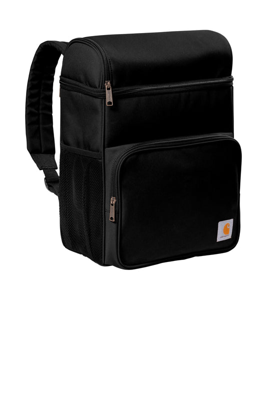 Right View of Black Carhartt Backpack 20-Can Cooler. CT89132109 plain