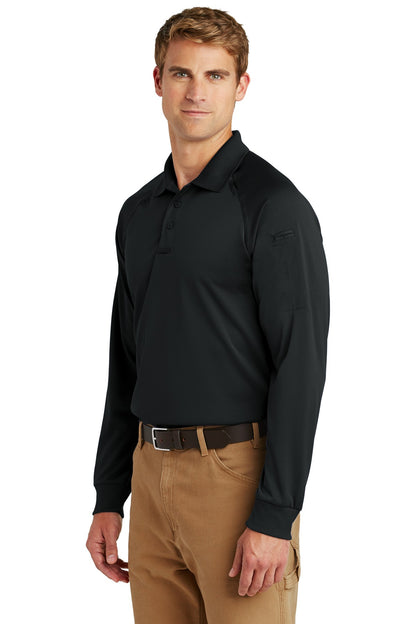 Right View of Black CornerStone - Select Long Sleeve Snag-Proof Tactical Polo. CS410LS plain