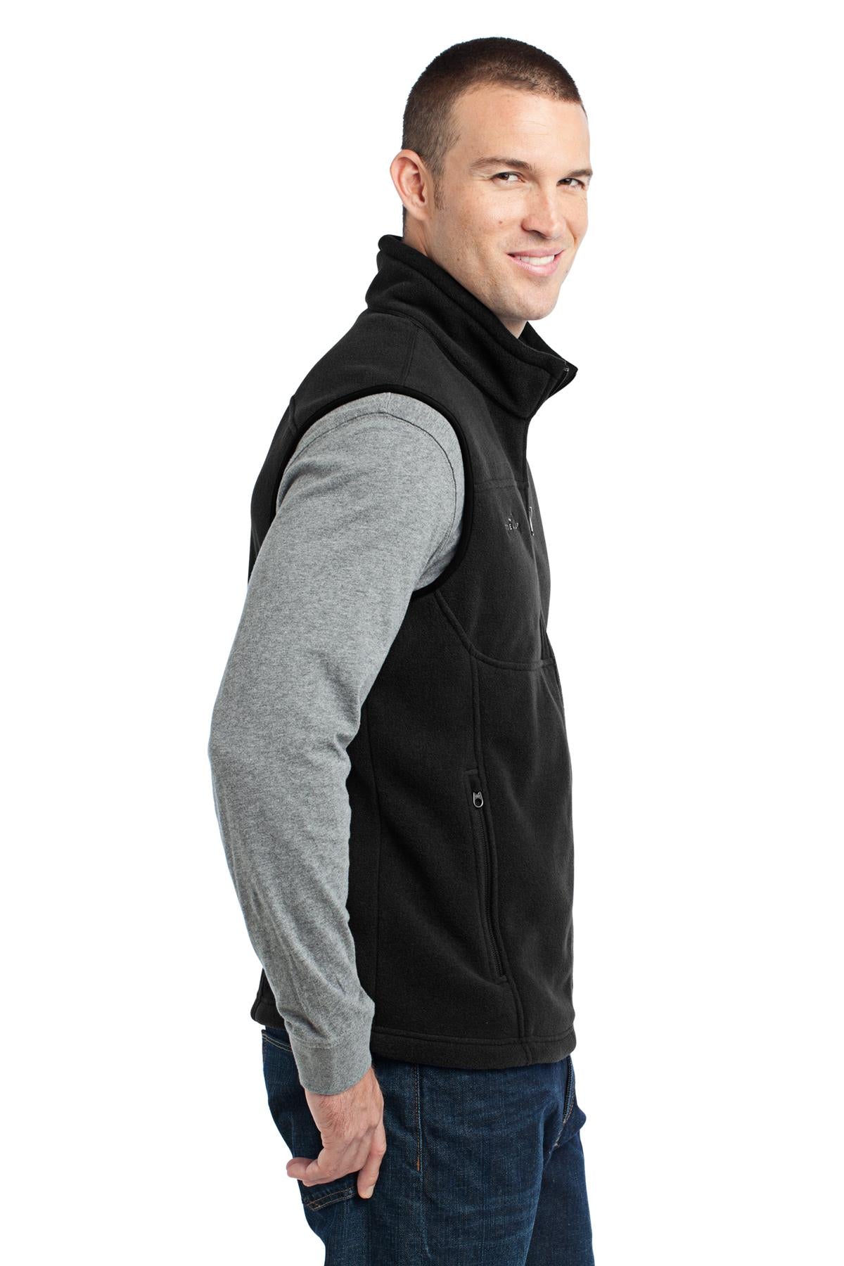 Right View of Black Eddie Bauer - Fleece Vest. EB204 plain