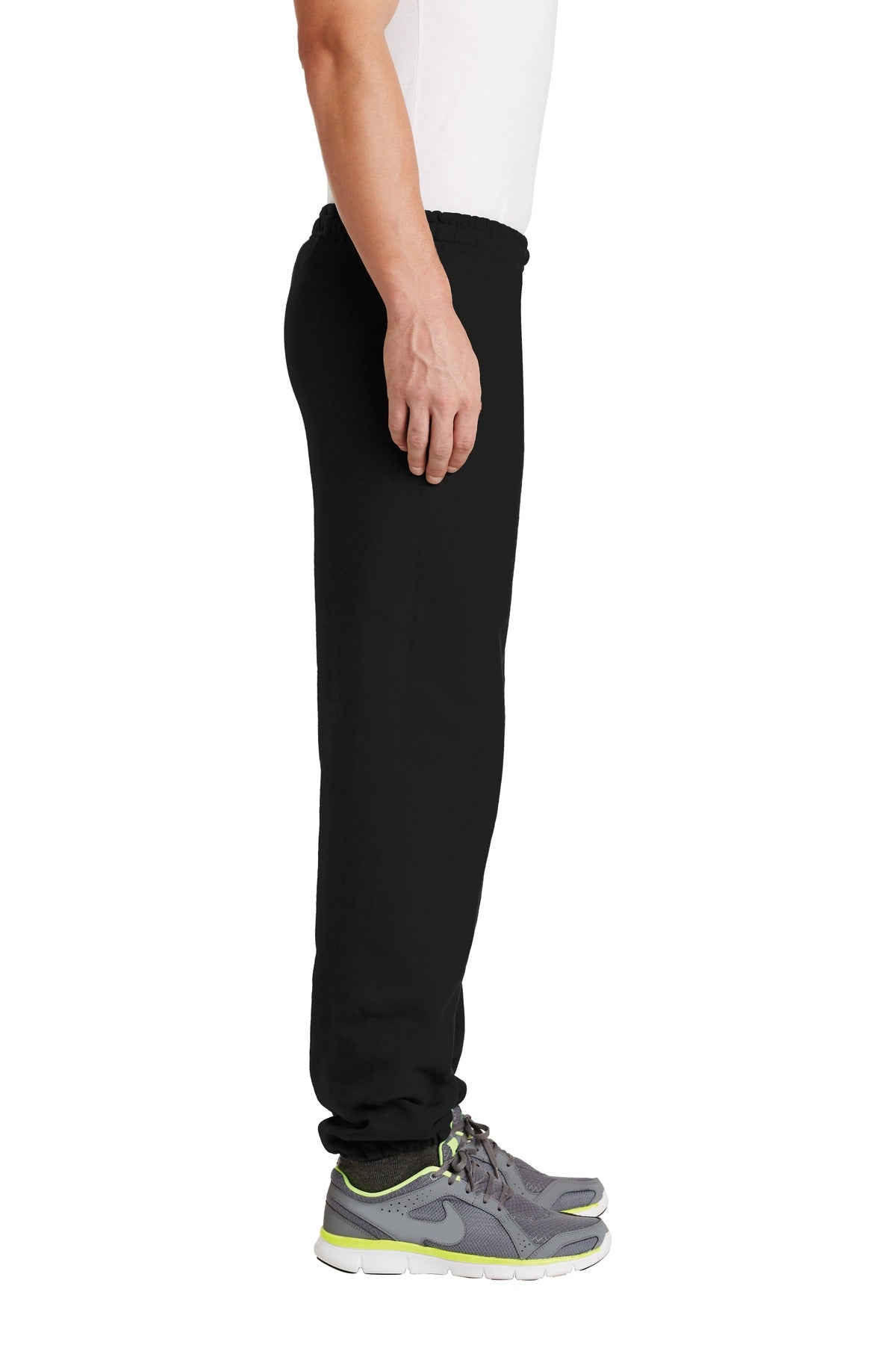 Right View of Black Gildan Heavy Blend Sweatpant. 18200 plain