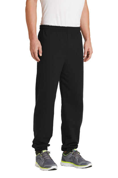 Right View of Black Gildan Heavy Blend Sweatpant. 18200 plain