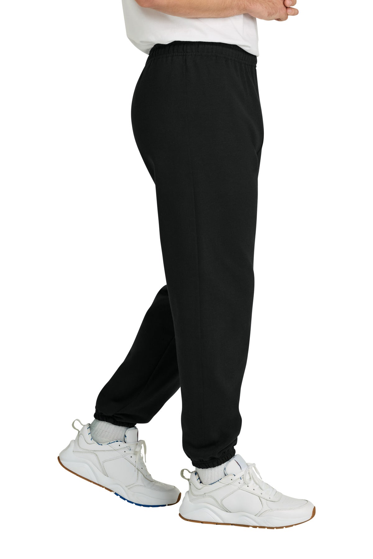 Right View of Black Gildan Heavy Blend Sweatpant. 18200 plain
