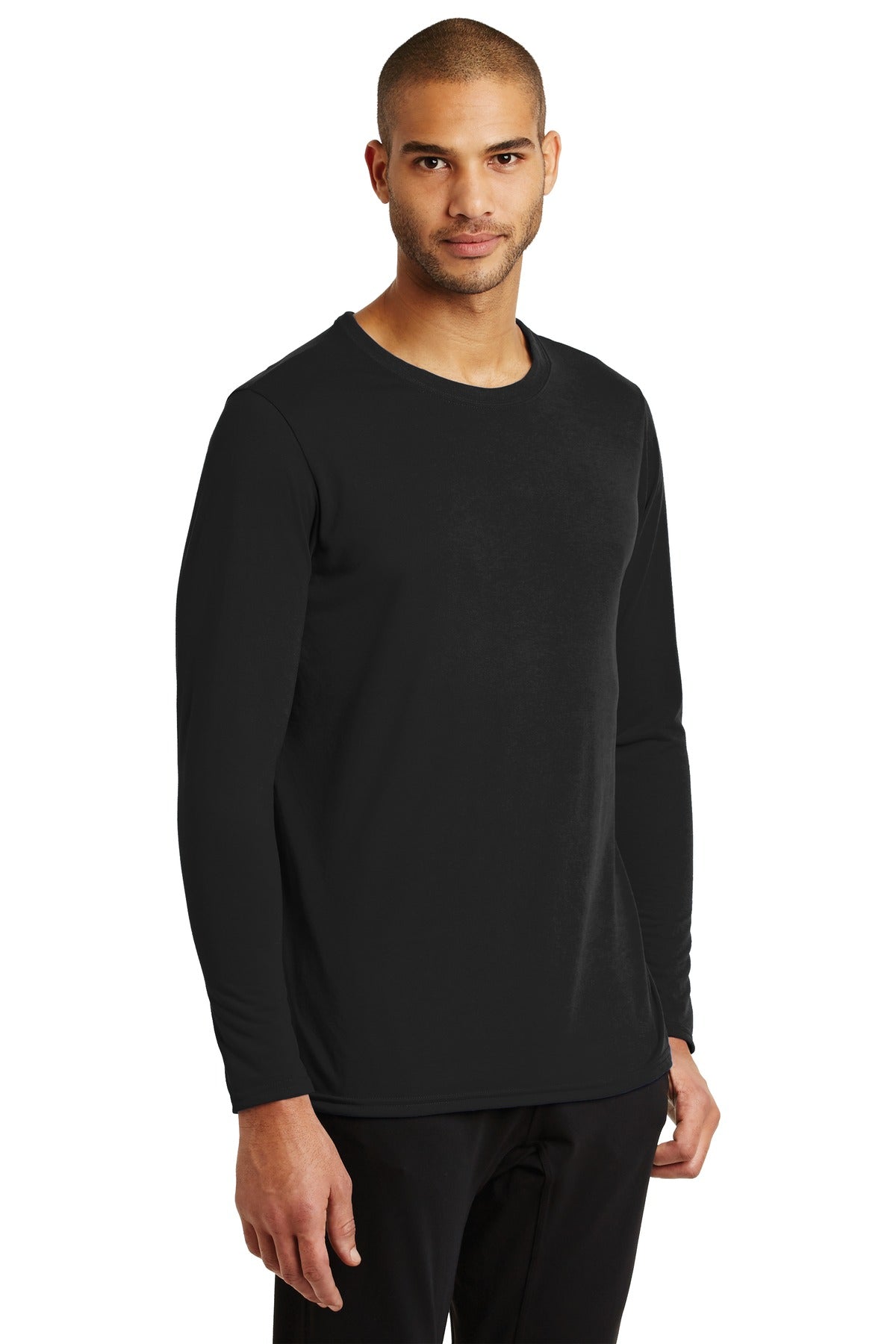 Right View of Black Gildan Performance Long Sleeve T-Shirt. 42400 plain