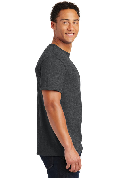 Right View of BLACK HEATHER Jerzees - Dri-Power 50/50 Cotton/Poly T-Shirt. 29M plain