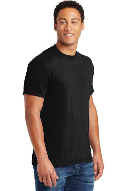 Right View of Black Jerzees Dri-Power 100% Polyester T-Shirt. 21M plain