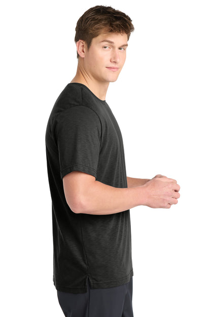 Right View of Black Sport-Tek PosiCharge Strive Tee. ST430 plain