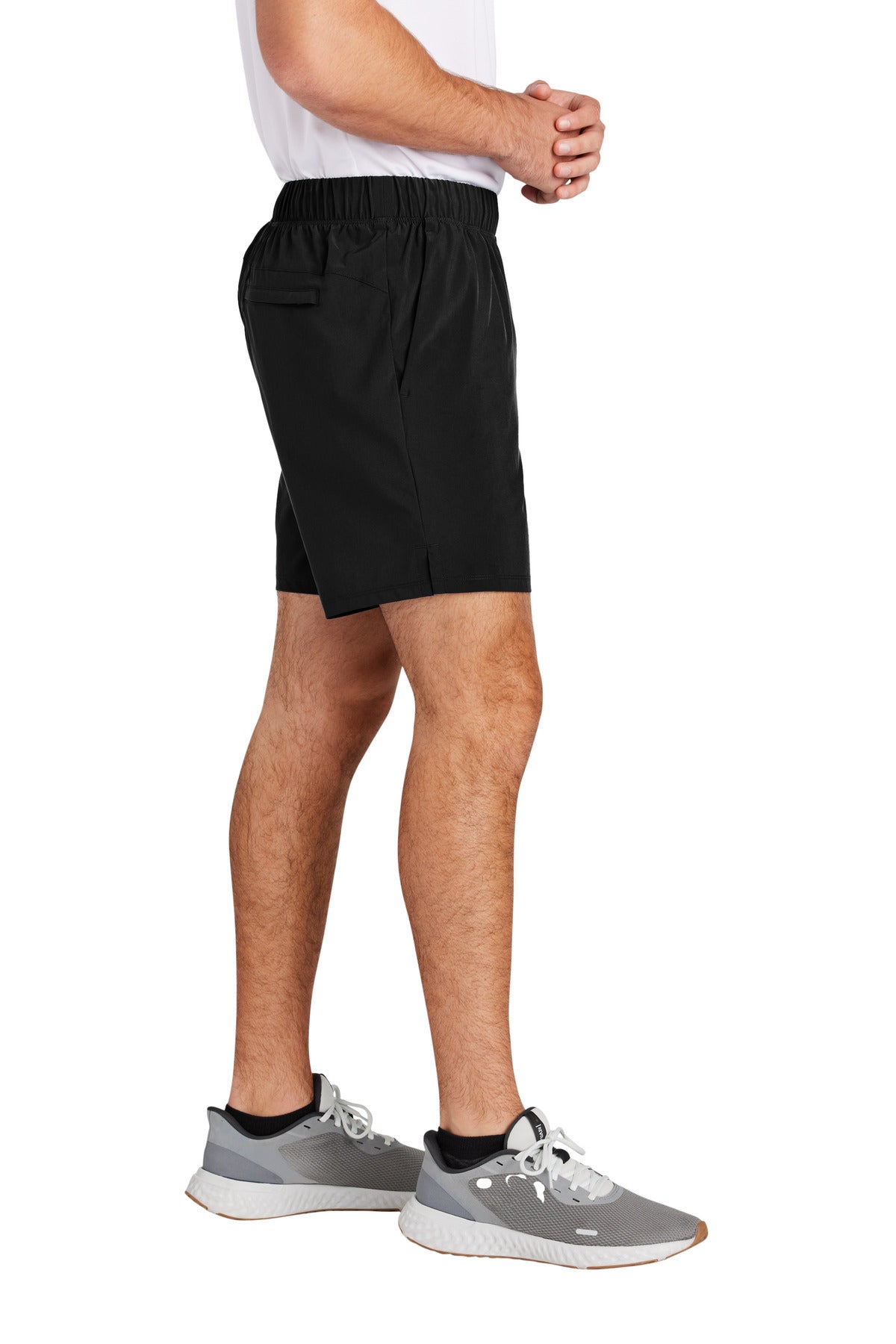 Right View of Black Sport-Tek Repeat 7" Short ST485 plain