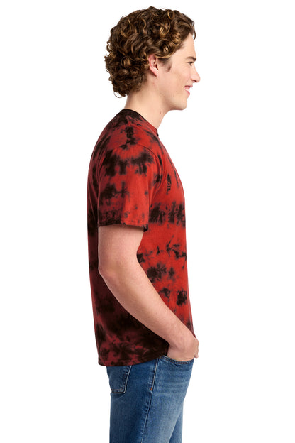 Right View of Black/Red Port & Co Crystal Tie-Dye Tee PC145 plain