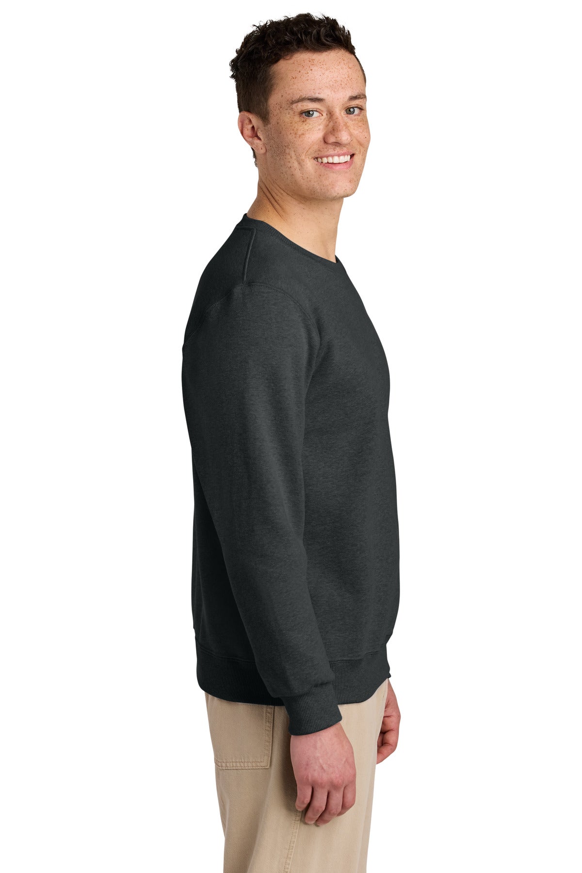Right View of BlkInkHtr Jerzees Eco Premium Blend Crewneck Sweatshirt 701M plain