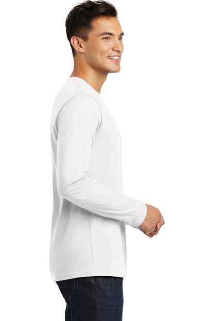 Right View of Bright White District Perfect Weight Long Sleeve Tee. DT105 plain