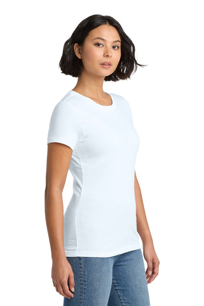 Right View of Bright White District Women's Perfect Weight Tee. DM104L plain