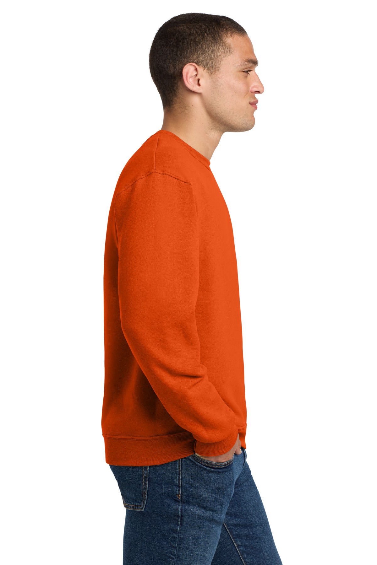 Right View of BurntOrng Jerzees - NuBlend Crewneck Sweatshirt. 562M plain
