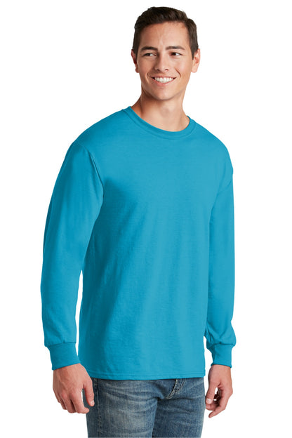 Right View of CaliBlue Jerzees - Dri-Power 50/50 Cotton/Poly Long Sleeve T-Shirt. 29LS plain