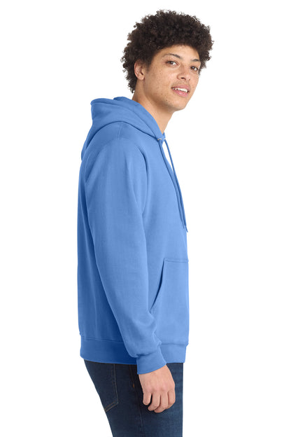 Right View of Carolina Blue Port & Co Core Fleece Pullover Hooded Sweatshirt. PC78H plain