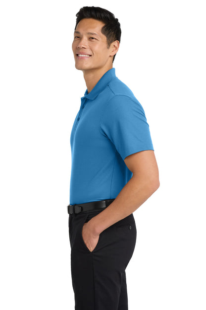 Right View of Celadon Blue Port Authority Dry Zone Grid Polo. K572 plain