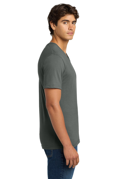 Right View of Charcoal Gildan Softstyle V-Neck T-Shirt. 64V00 plain