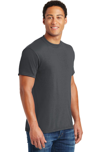 Right View of Charcoal Grey Jerzees Dri-Power 100% Polyester T-Shirt. 21M plain