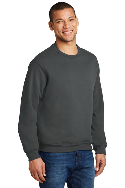 Right View of Charcoal Grey Jerzees - NuBlend Crewneck Sweatshirt. 562M plain