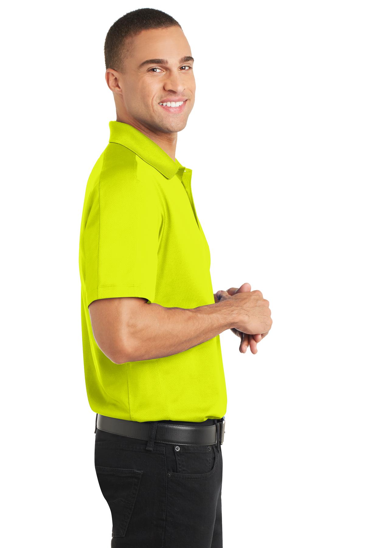 Right View of Citron Port Authority Diamond Jacquard Polo. K569 plain