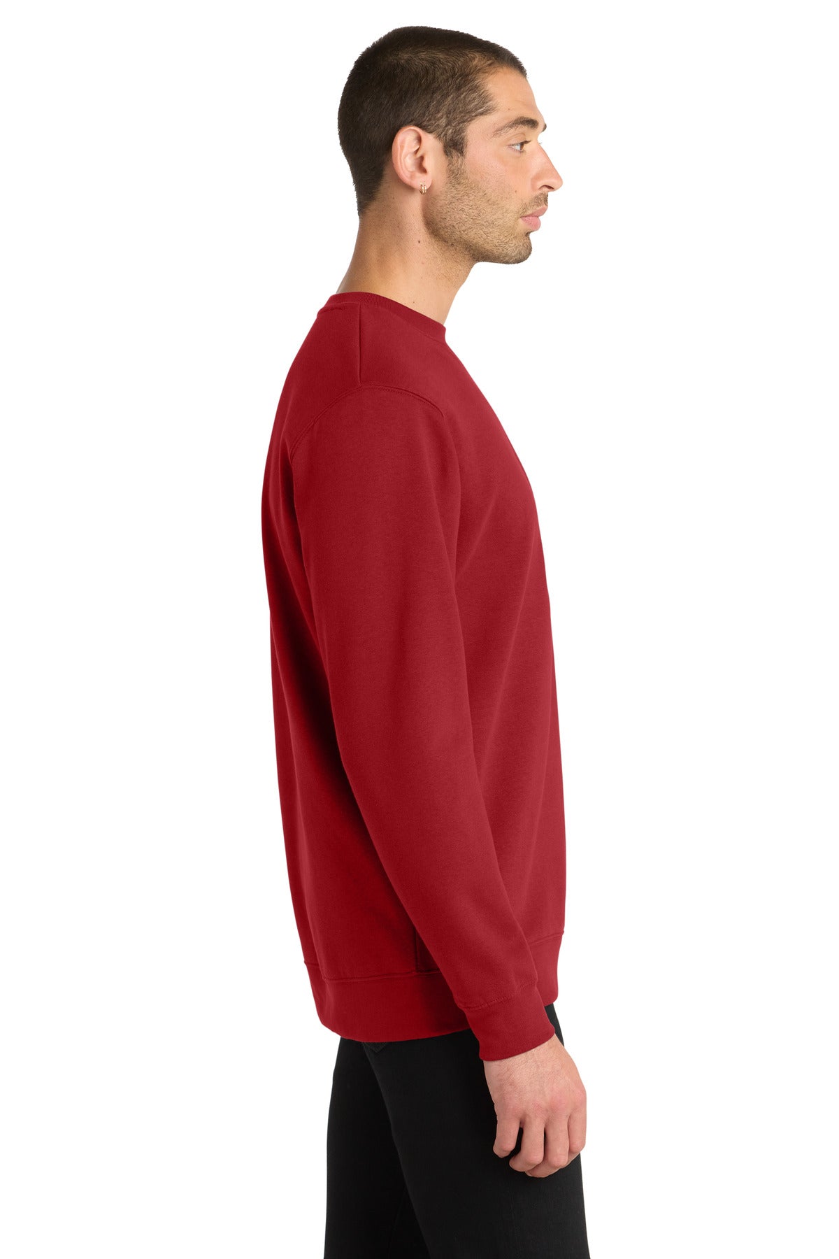 Right View of Classic Red District V.I.T. Fleece Crew DT6104 plain