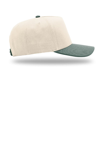 Right View of Cr/Cr/DkGn Richardson Full Fabric 5-Panel Champ 323FPC plain