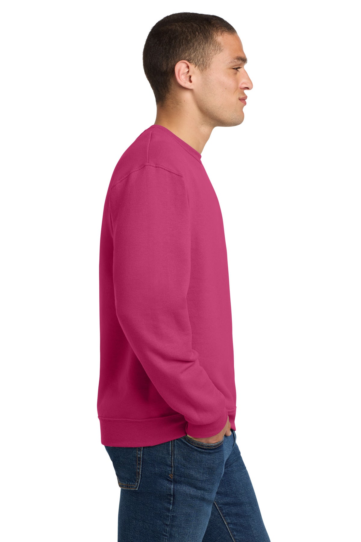 Right View of CyberPink Jerzees - NuBlend Crewneck Sweatshirt. 562M plain