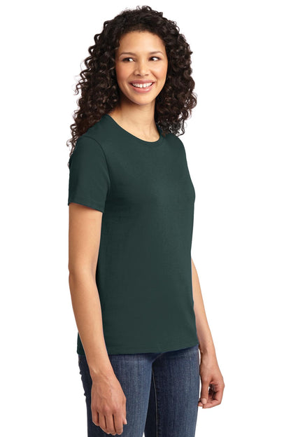 Right View of Dark Green Port & Co Women's Essential Tee. LPC61 plain