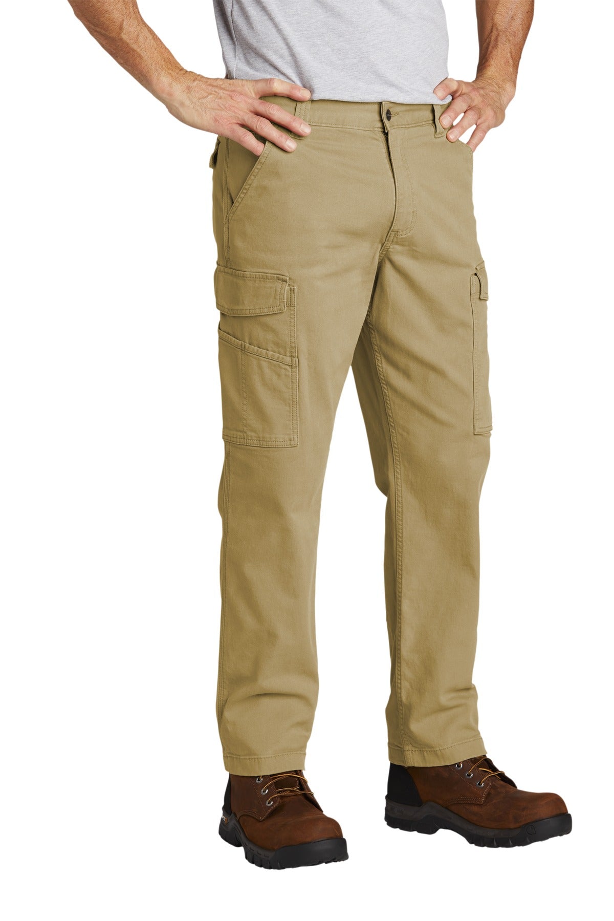 Right View of Dark Khaki Carhartt Rugged Flex Rigby Cargo Pant CT103574 plain