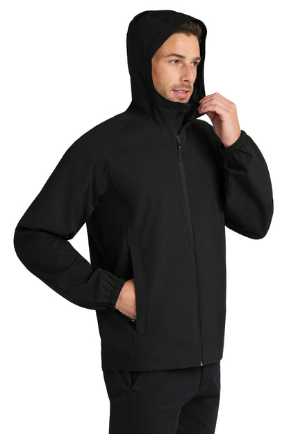 Right View of Deep Black Port Authority Essential Rain Jacket J407 plain