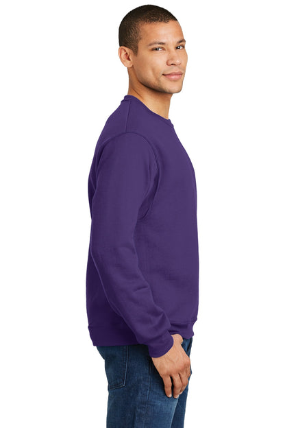 Right View of Deep Purple Jerzees - NuBlend Crewneck Sweatshirt. 562M plain