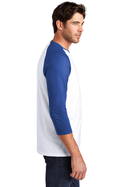 Right View of Deep Royal/Wht District Perfect Tri 3/4-Sleeve Raglan. DM136 plain