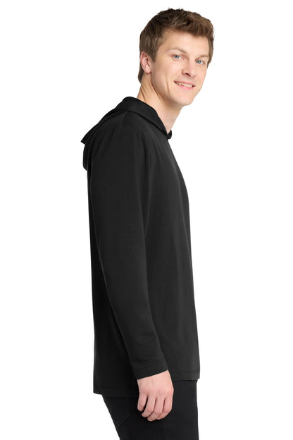 Right View of DeepBlack Port Authority Microterry Pullover Hoodie K826 plain