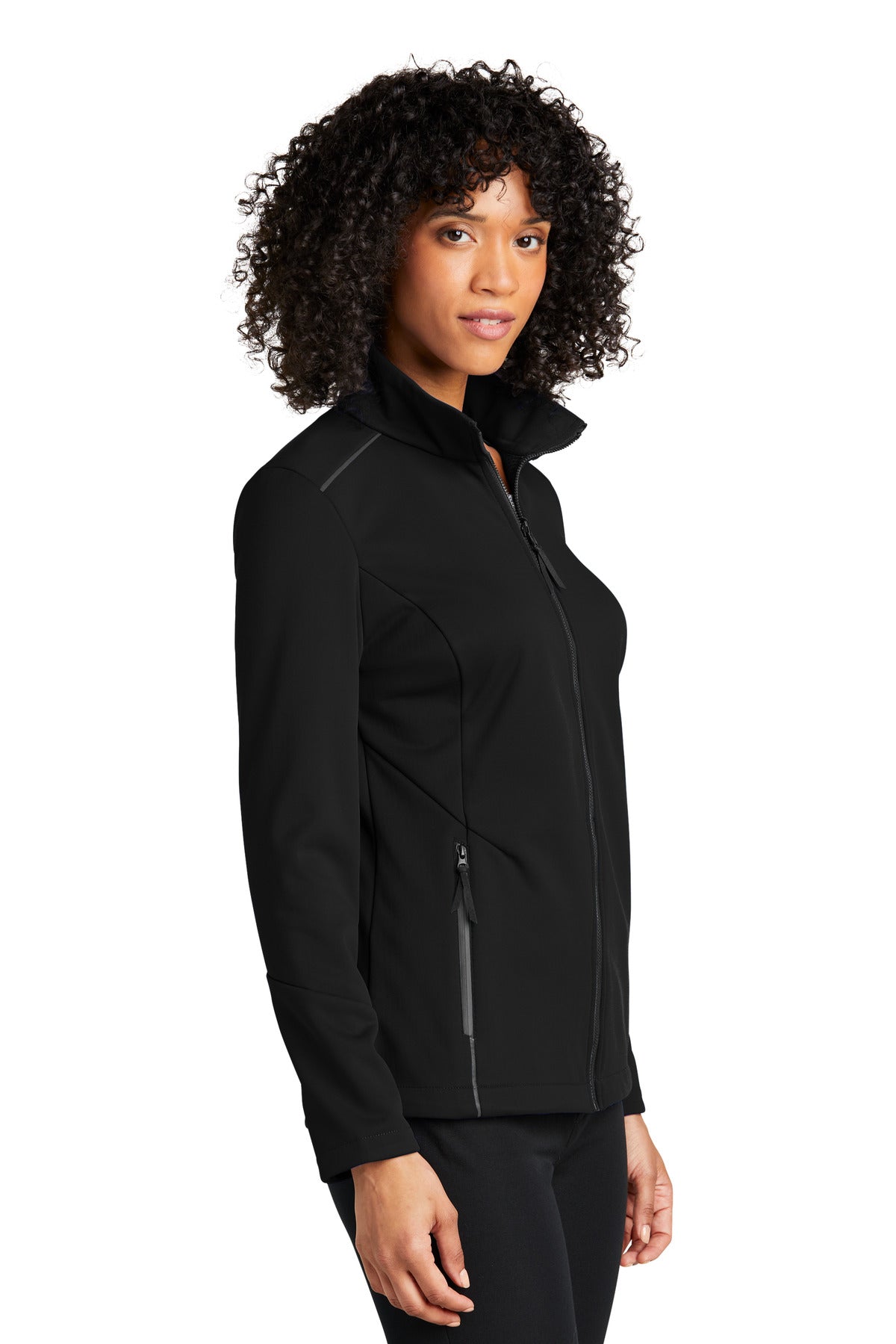 Right View of DeepBlack Port Authority Women's Collective Tech Soft Shell Jacket L921 plain