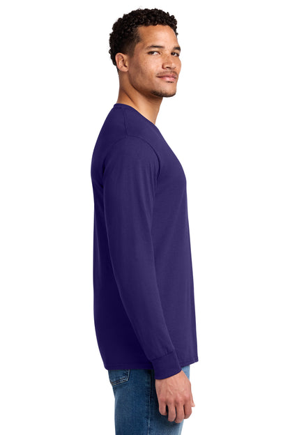 Right View of DeepPurple Jerzees - Dri-Power 50/50 Cotton/Poly Long Sleeve T-Shirt. 29LS plain