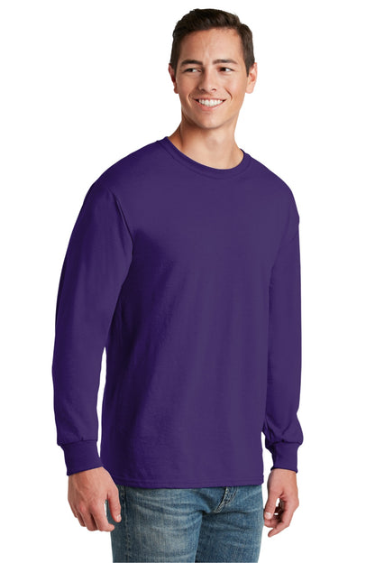 Right View of DeepPurple Jerzees - Dri-Power 50/50 Cotton/Poly Long Sleeve T-Shirt. 29LS plain