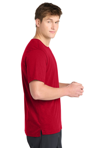 Right View of DeepRed Sport-Tek PosiCharge Strive Tee. ST430 plain