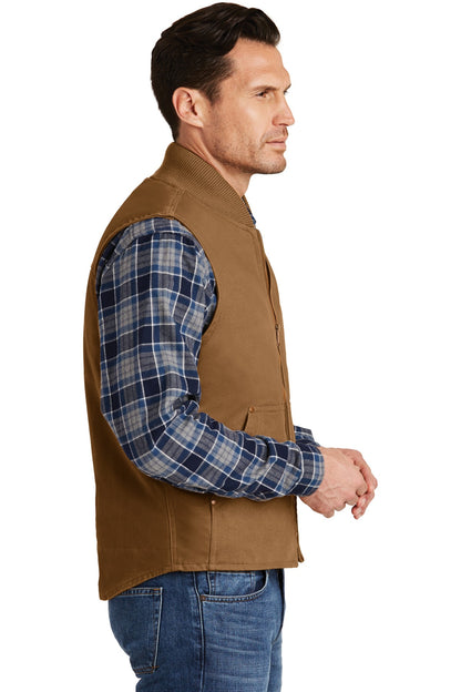 Right View of Duck Brown CornerStone Washed Duck Cloth Vest. CSV40 plain