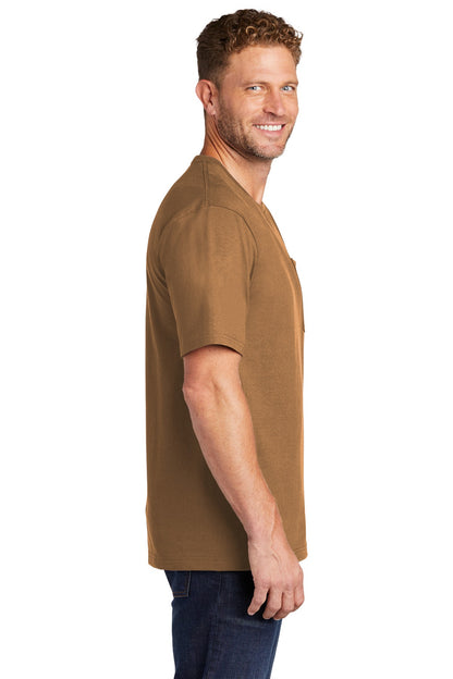 Right View of Duck Brown CornerStone Workwear Pocket Tee CS430 plain