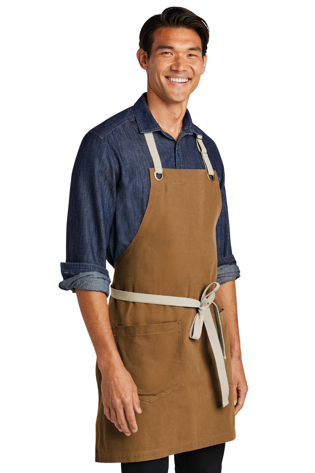 Right View of DuckBr/Stn Port Authority Canvas Full-Length Two-Pocket Apron A815 plain