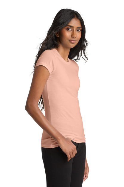 Right View of Dusty Peach District Women's Fitted Very Important Tee . DT6001 plain